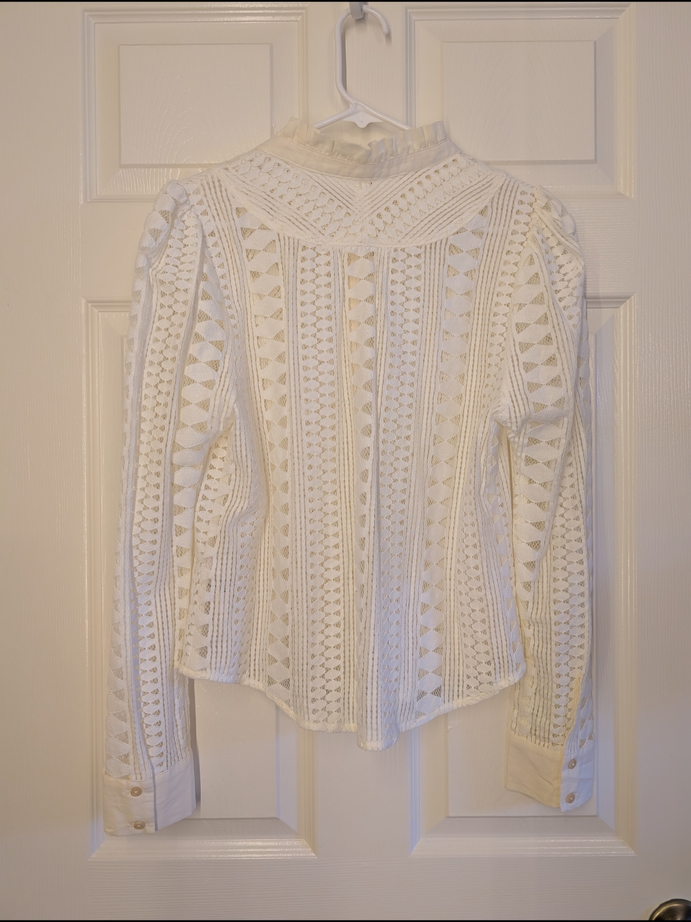 Anthropologie Ivory Crochet Button-Front Blouse - Picture 6 of 8